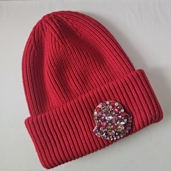 Moncler wool beanie with sparkly Crystal gems On LOGO - Picture 5 of 5